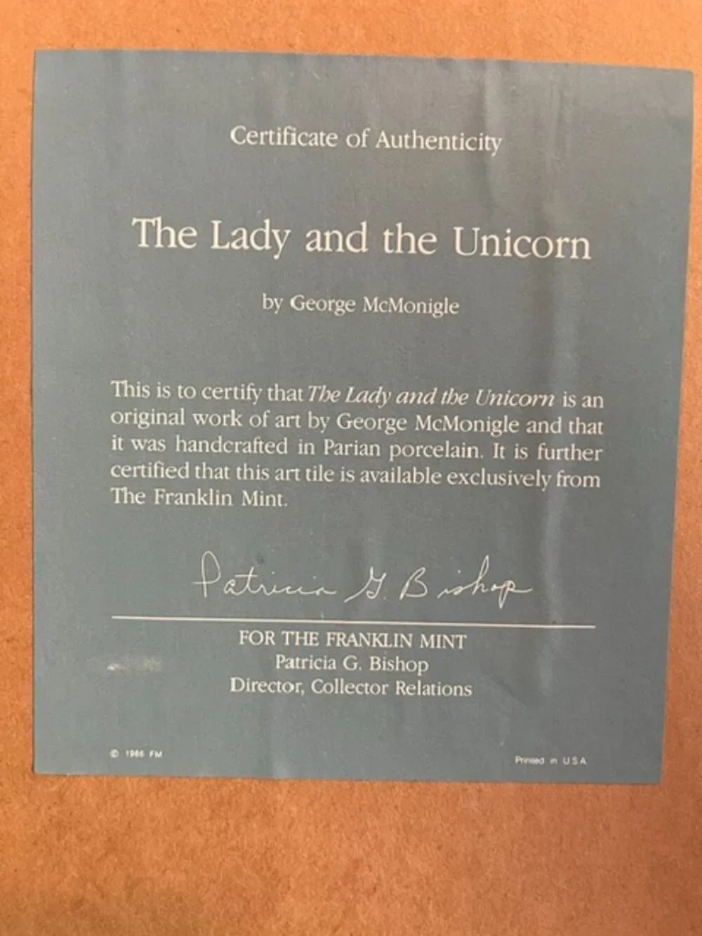 The Lady and The Unicorn by The Franklin Mint